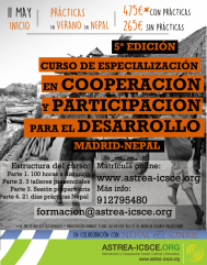 5ª Edición del Curso de Especialización en Cooperación y Participación para el Desarrollo. MADRID-NEPAL. Inscripción abierta