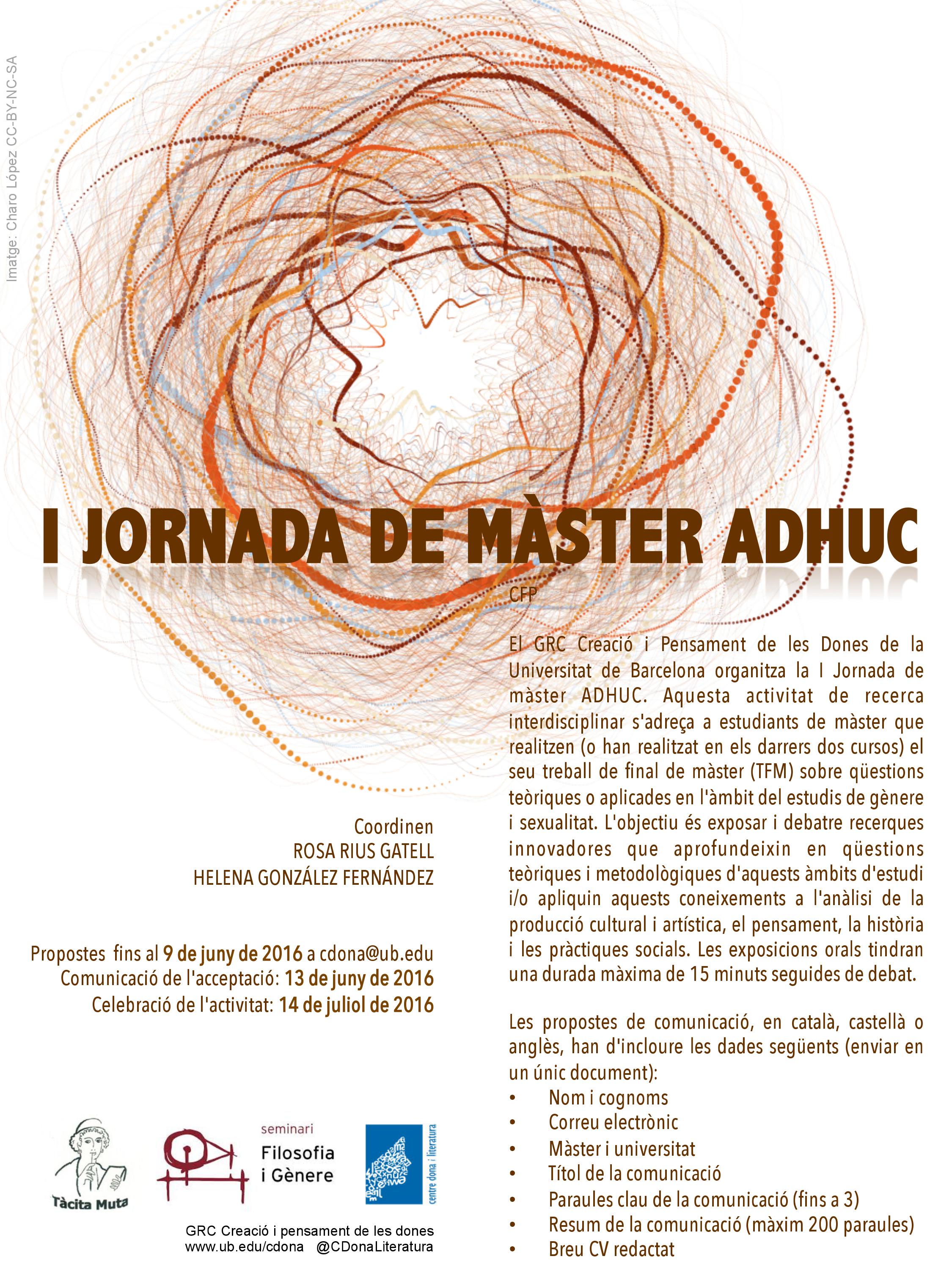 Centre Dona i Literatura: 1ª Jornada de Màster ADHUC a Barcelona