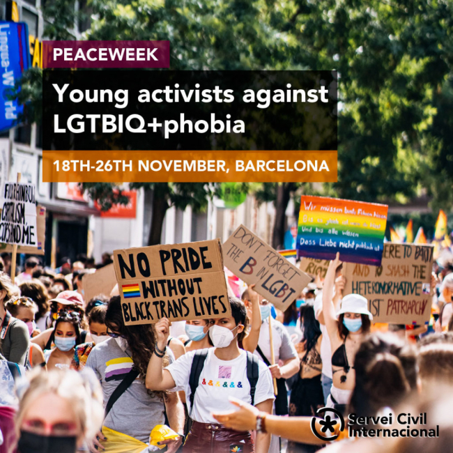 ¡Coordina la Peaceweek contra la LGBTIQ+fobia del 18 al 26 de noviembre en Barcelona!