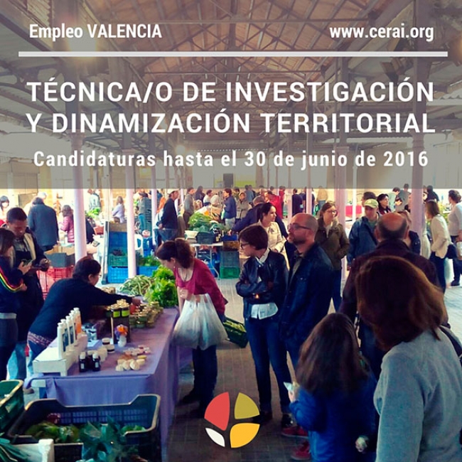 Oferta de feina de CERAI: tècnic/a de investigació i dinamizació territorial a València