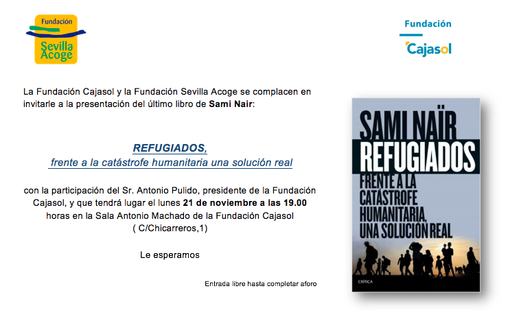 Sami Naïr presenta ‘Refugiados. Frente a la catástrofe humanitaria, una solución real’