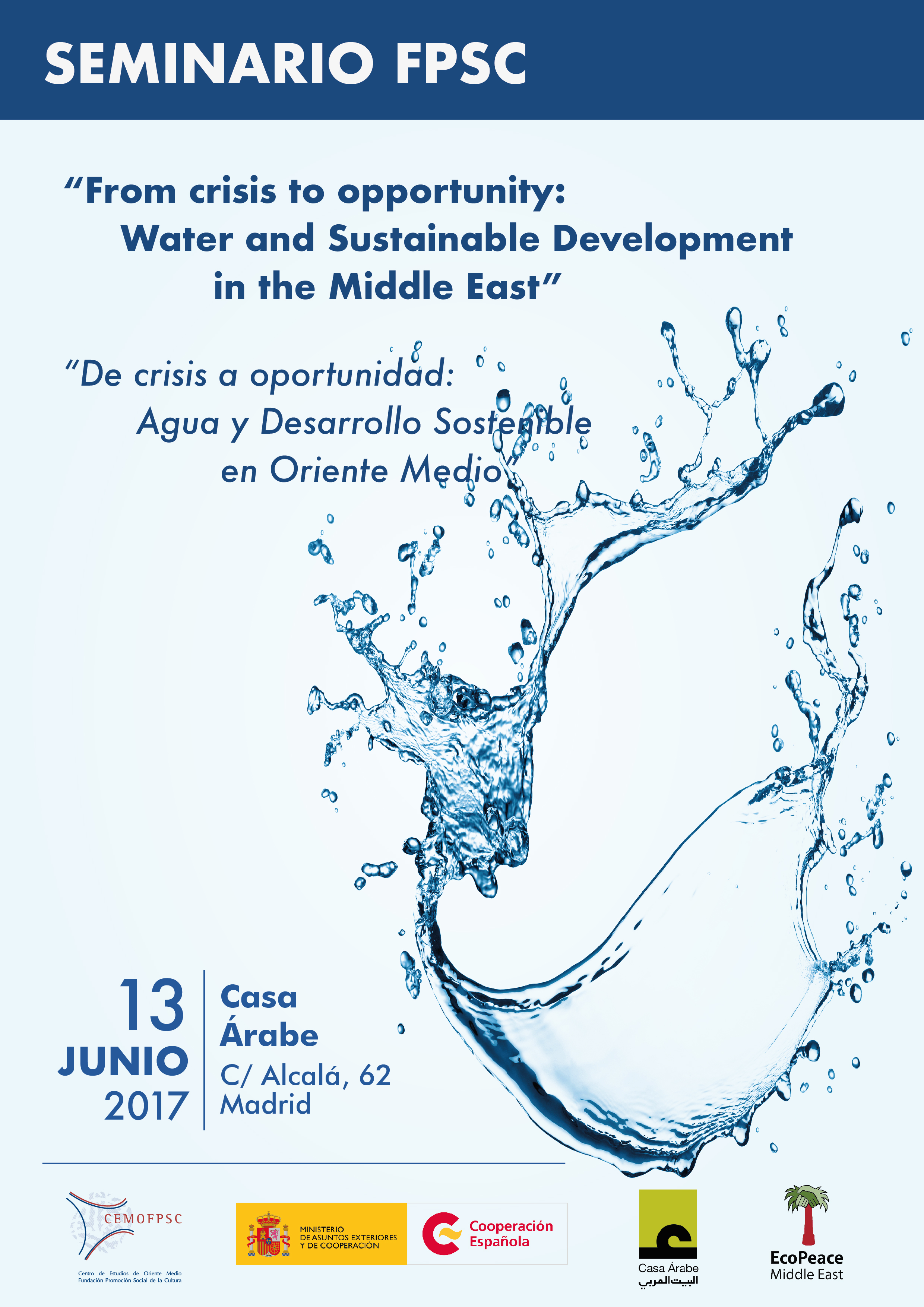 Seminario 'De crisis a oportunidad: Agua y Desarrollo Sostenible en Oriente Medio'