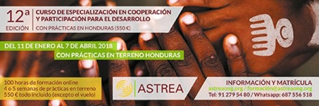 Obert el termini de la XIIª edició del Curs d'especialització en Cooperació i Participació per al Desenvolupament amb pràctiques a Hondures