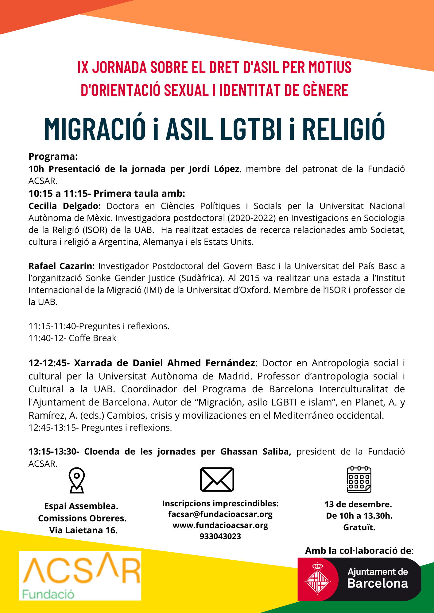 La Fundación ACSAR organiza la IX jornada sobre el derecho de asilo por motivos de orientación sexual e identidad de género
