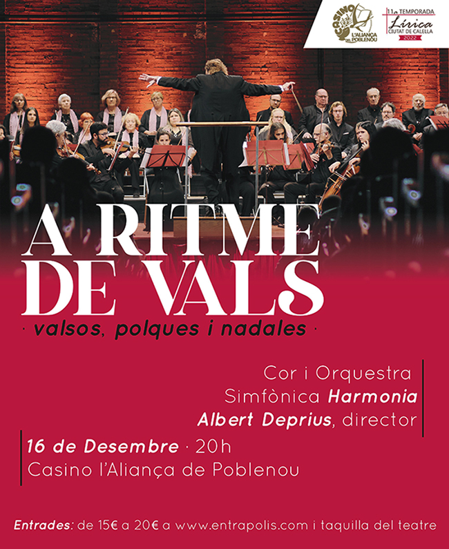 “A Ritme de Vals”, gran concierto en el Teatro Casino de l’Aliança del Poblenou